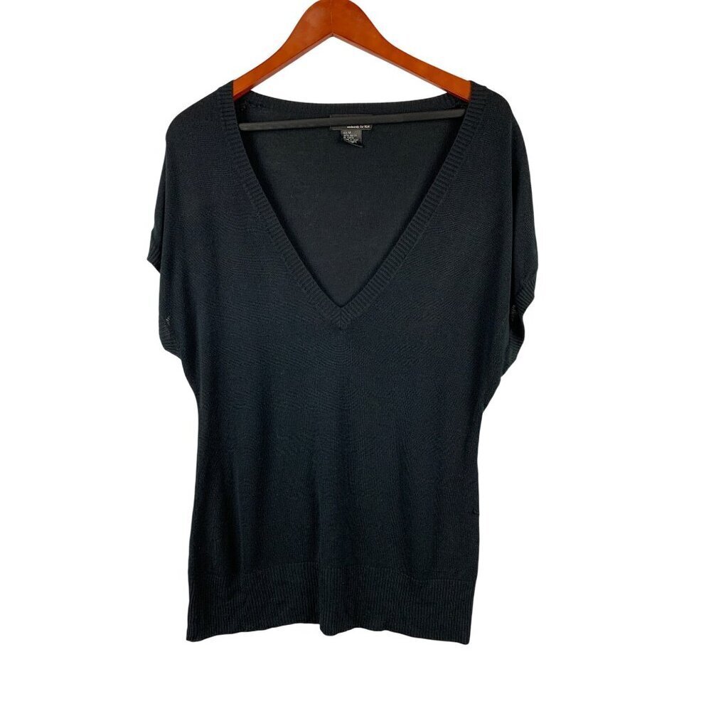 Central Park V-Neck Black Sweater Top Size M